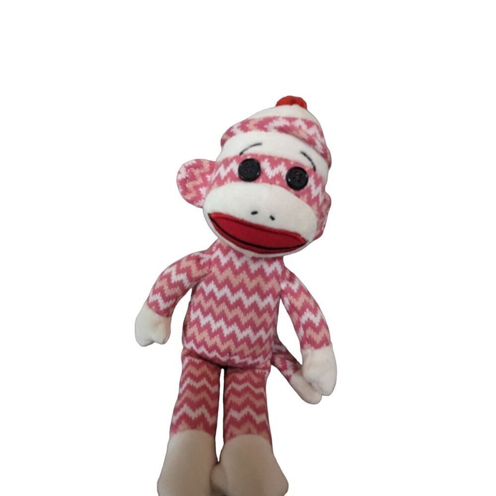 Ty Beanie Socks the Sock Monkey plush stuffed animal‎ pink white 9 inch